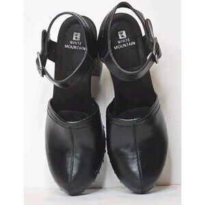 White Mountain Wanda Black Tumbled Smooth shoes Size 10M EUC